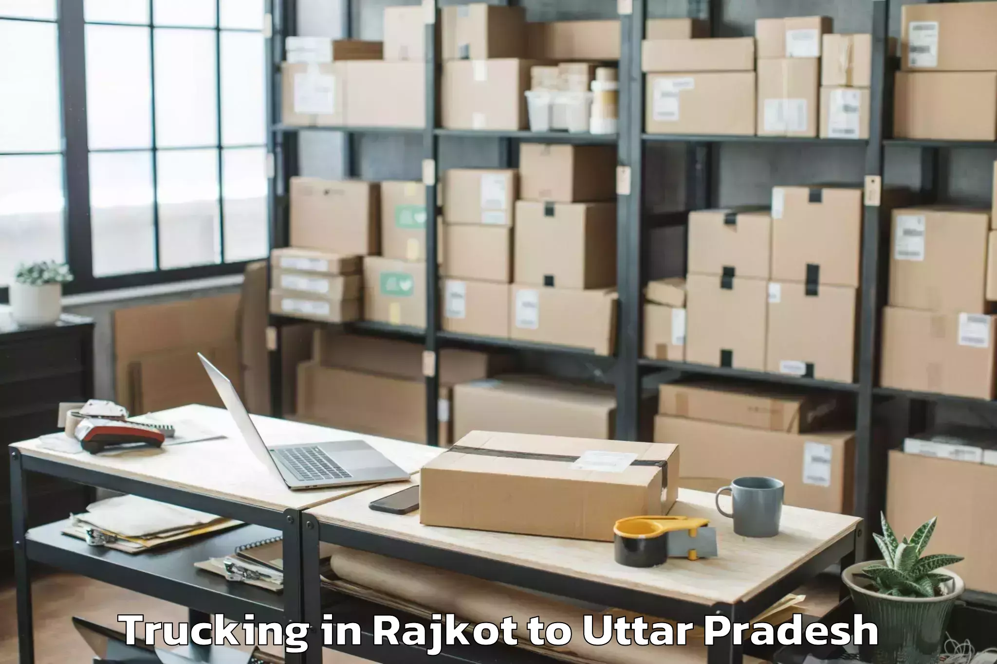 Easy Rajkot to Bhiti Trucking Booking